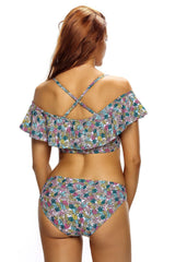 Kaamastra Floral Printed Off Shoulder Bikini for Beach
