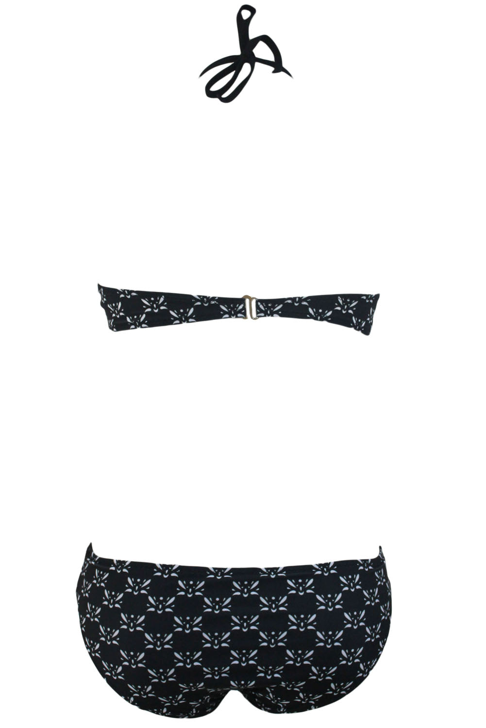 Kaamastra Black & White Printed Halter Neck Bikini for Women