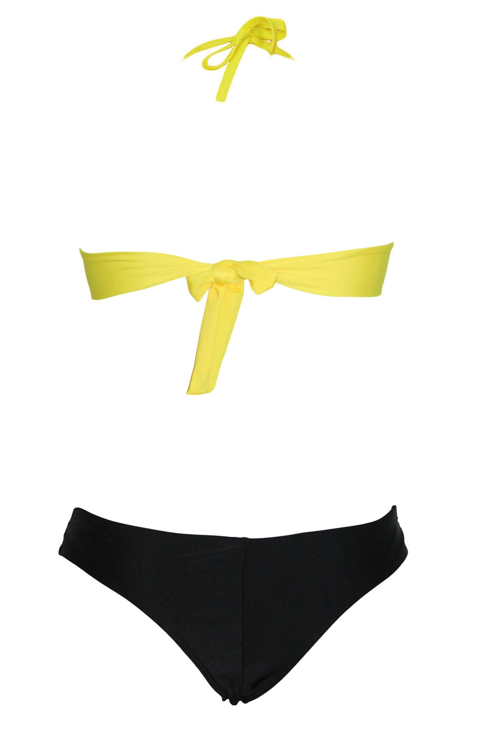 Kaamastra Pink Yellow & Black Strappy Bikini Set