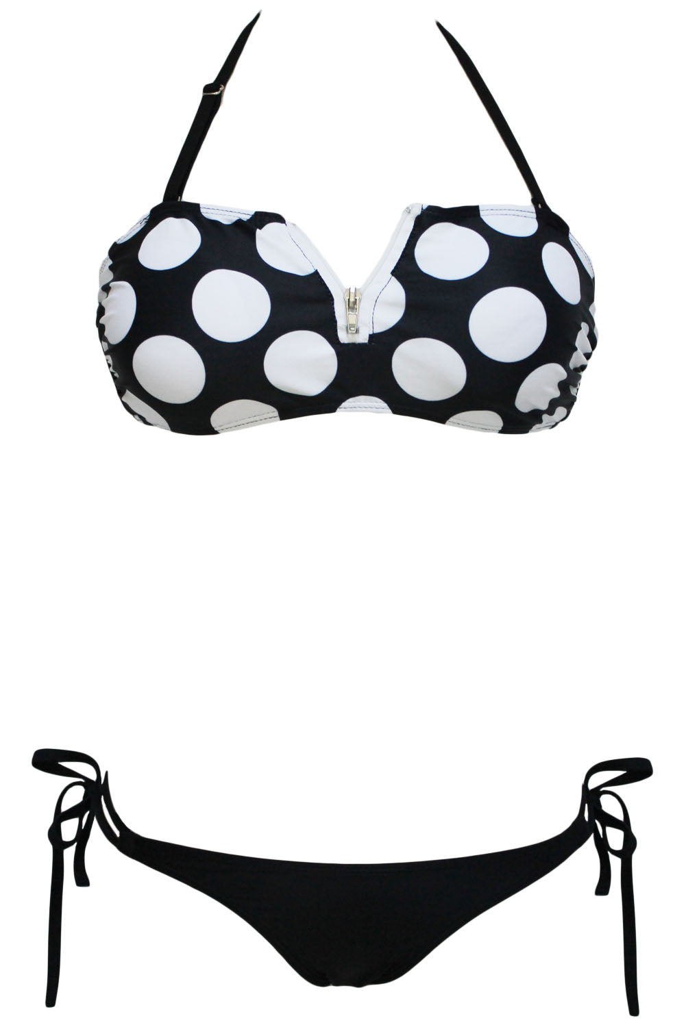 Kaamastra Black and White Polka Dotted Bikini Set