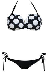 Kaamastra Black and White Polka Dotted Bikini Set