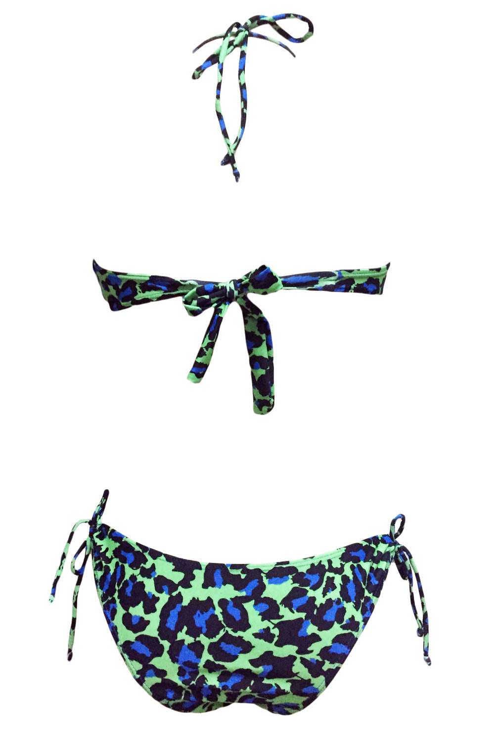 Kaamastra Blue and Green Tassel Halter Neck Bikini