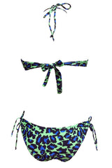 Kaamastra Blue and Green Tassel Halter Neck Bikini