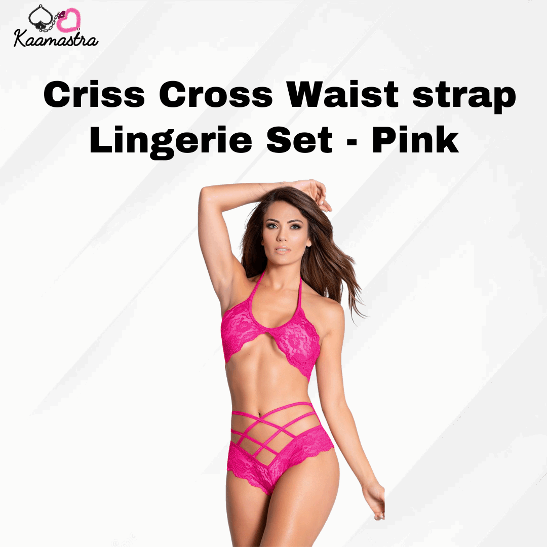 Kaamastra Polyester Criss Cross Waist strap Lingerie Set