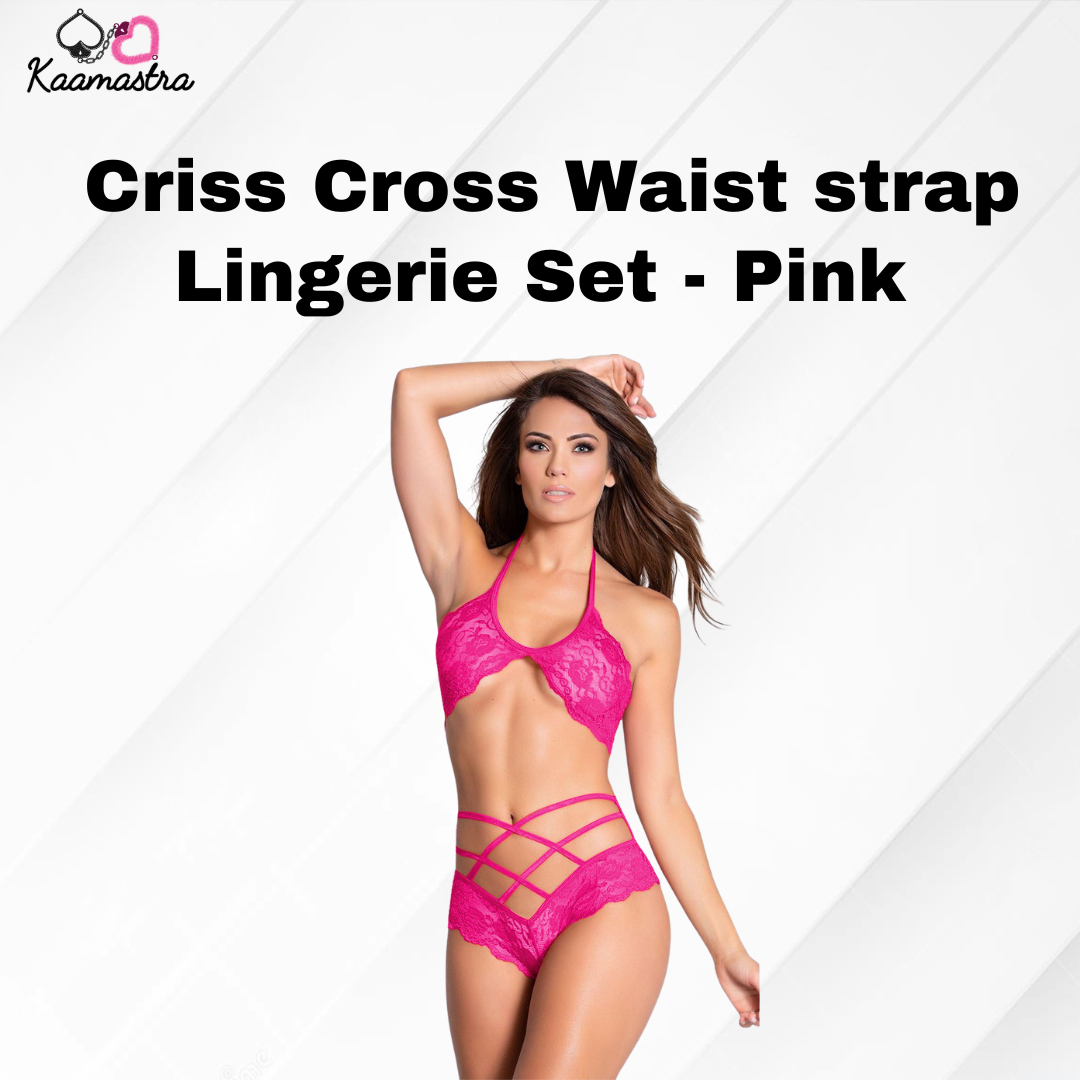 Kaamastra Polyester Criss Cross Waist strap Lingerie Set