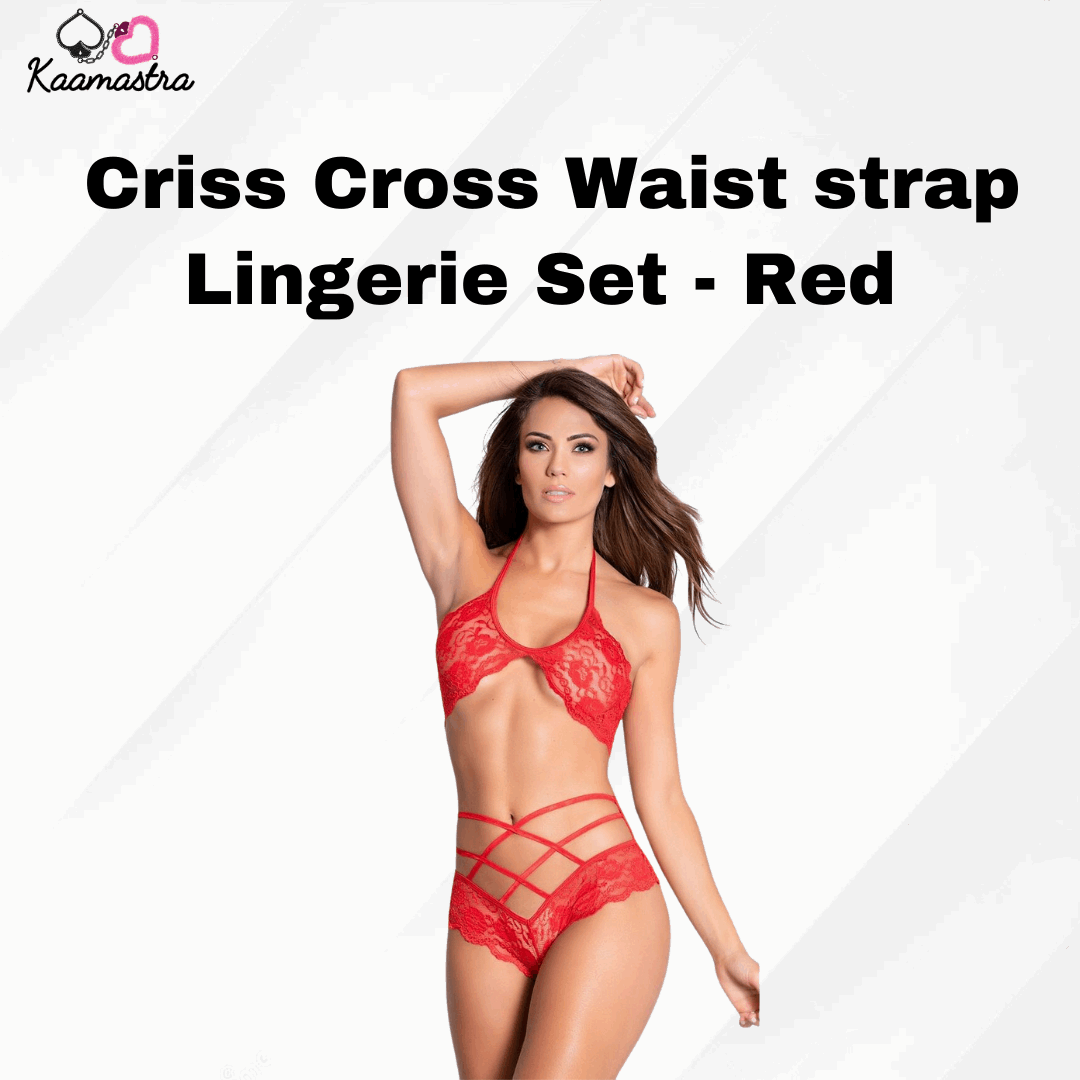 Kaamastra Polyester Criss Cross Waist strap Lingerie Set
