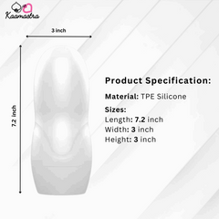 Product specs for Pearl Masturbation Cup - 7.2-inch length, TPE silicone, compact 3-inch design.