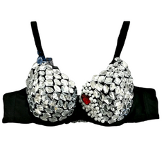 Kaamastra Women Rhinestone with Red Crystal And Pearl Bra