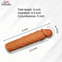 Measurement chart of a product with dimensions labeled, featuring the brand 'Kaamastra'.