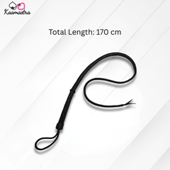 Black dog leash with total length of 170 cm on a white background, branded 'Kaamastra'.