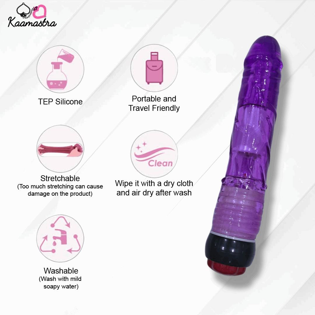 Purple TEP silicone product with features listed on a white background