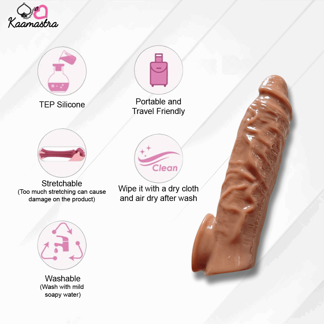 Kaamastra Brown Silicone Penis Extending Sleeve For Men