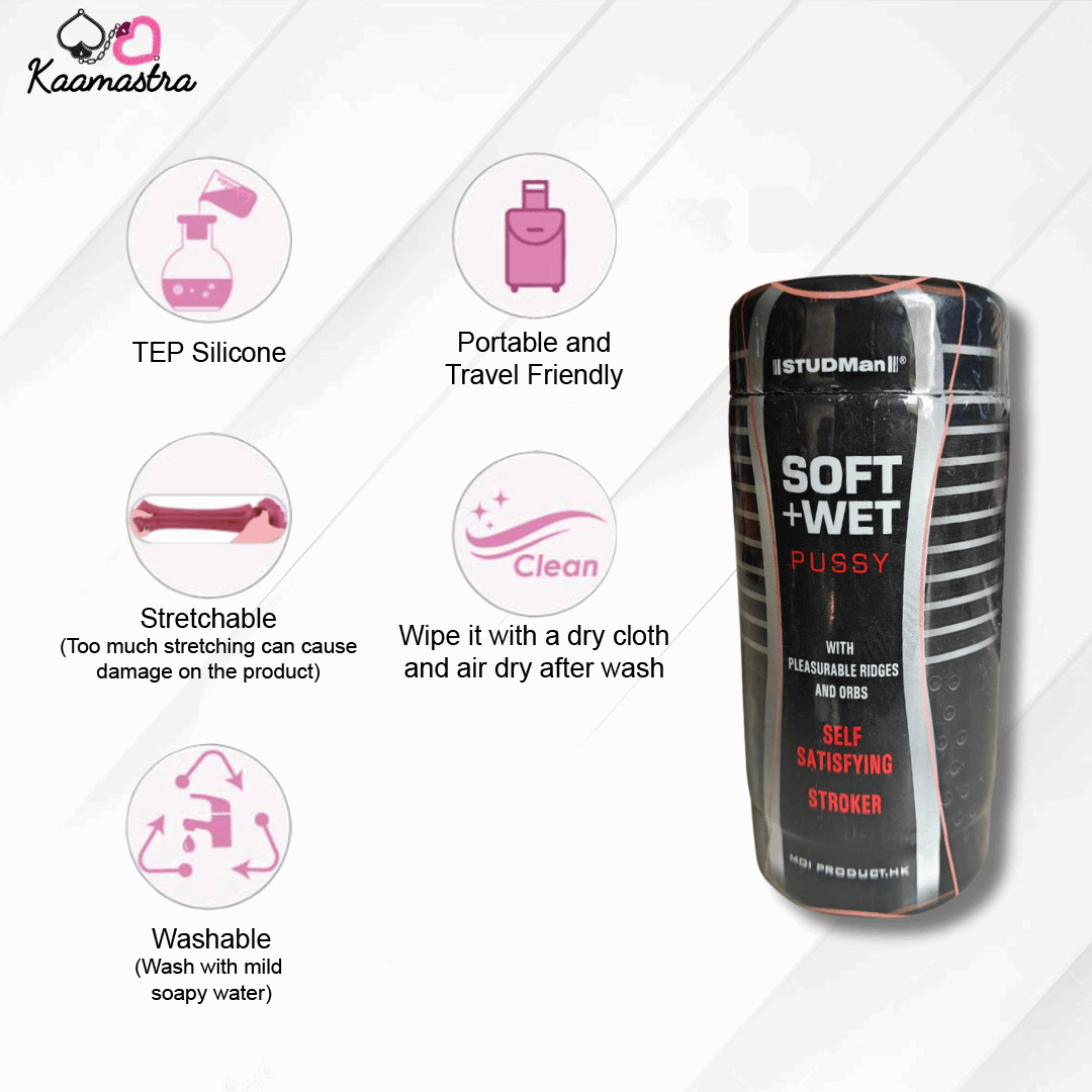 Product packaging with features listed on a white background