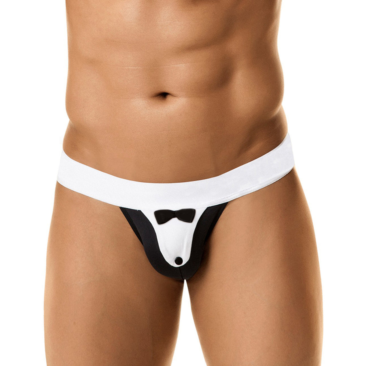 Kaamastra Black & White Bow Thong for Men
