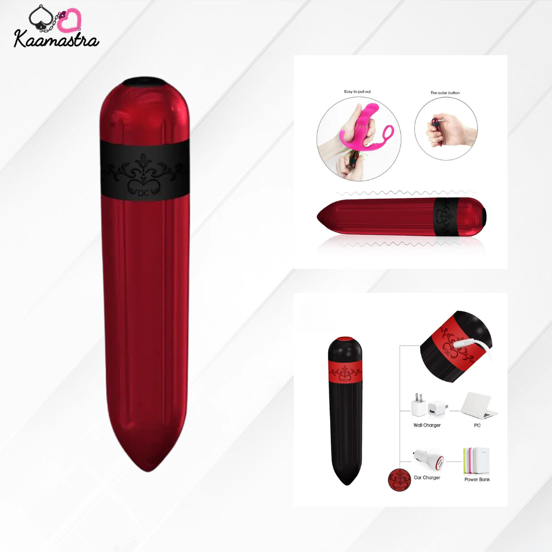 Kaamastra Red Rechargable Mini Bullet Vibrator with Remote