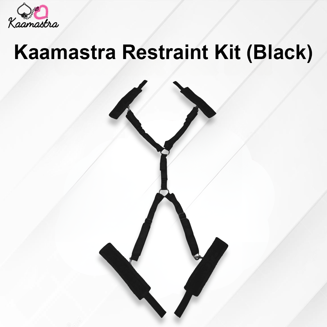 Black restraint kit with 'Kaamastra' branding on a white background