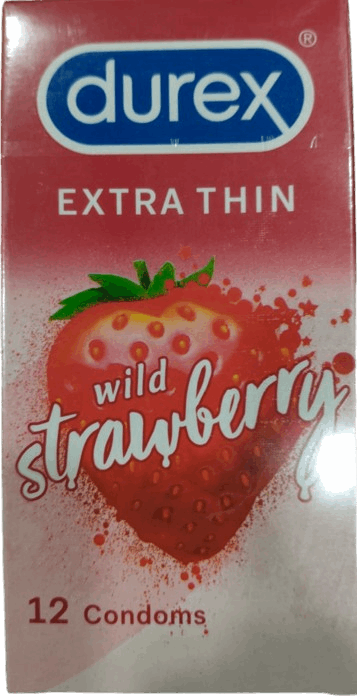 Durex extra thin wild strawberry condoms packaging