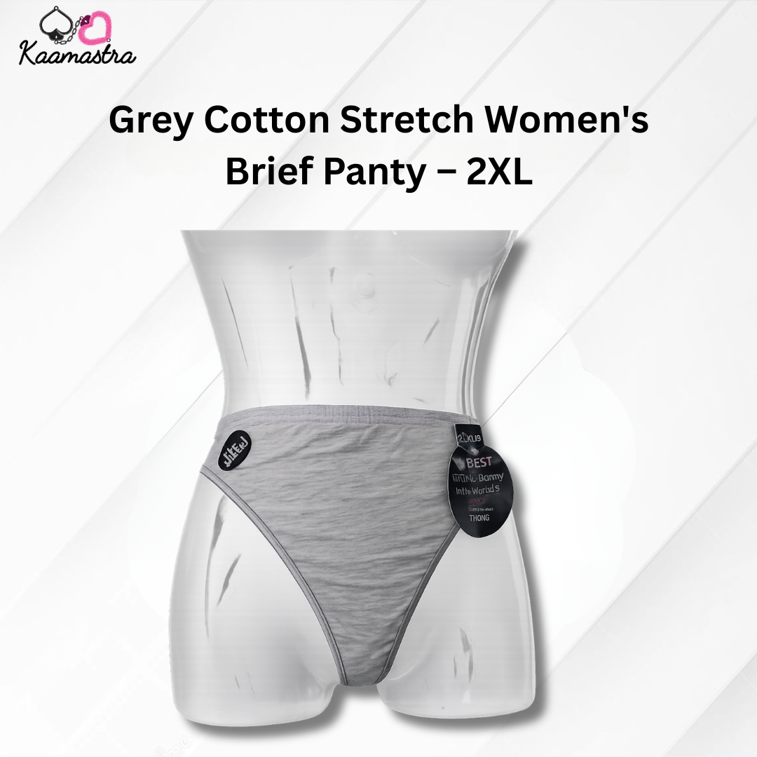 Kaamastra's Grey Cotton Stretch Women's Brief Panty – 2XL