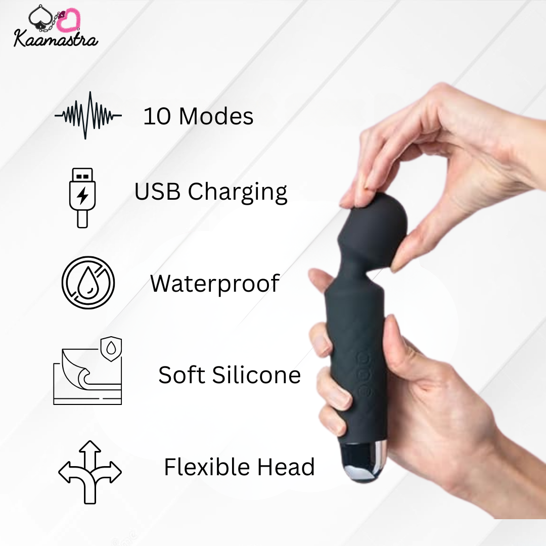 Kaamastra Black Wand Massager and Vibrator For Women