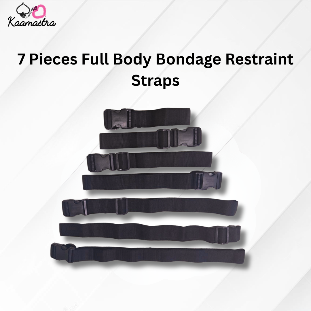 Kaamastra 7 Pieces Full Body Bondage Restraint Straps - Black