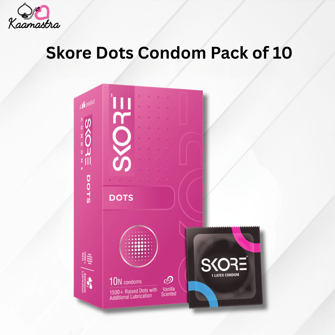 Skore Dots Condoms Pack of 10 – Ribbed & Dotted Latex Condoms
