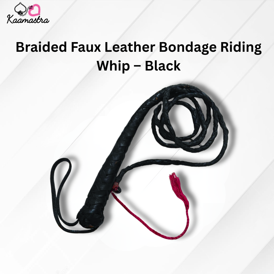 Kaamastra's Braided Faux Leather Bondage Riding Whip – Black