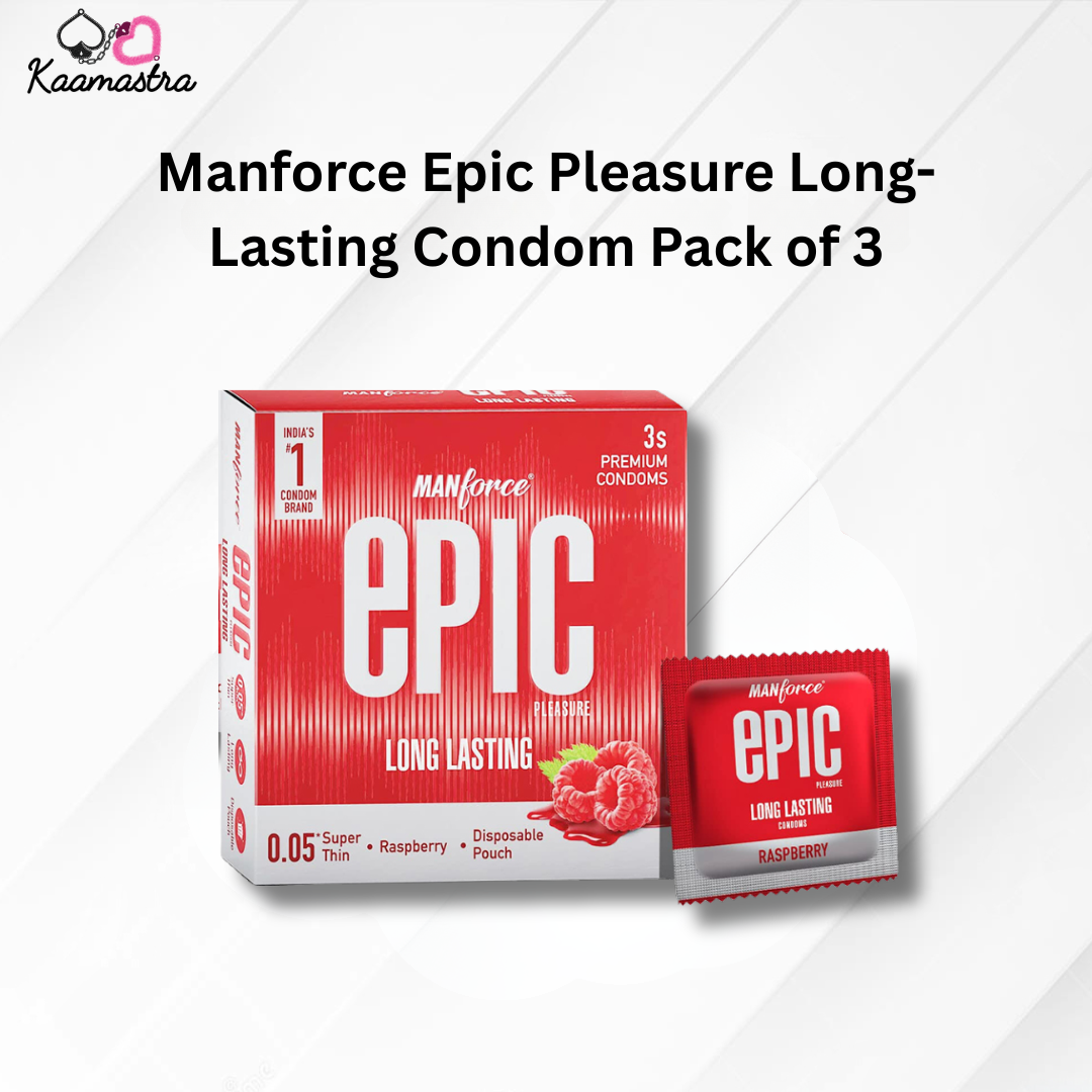 Manforce's Epic Pleasure Long-Lasting Raspberry Condoms - Pack of 3