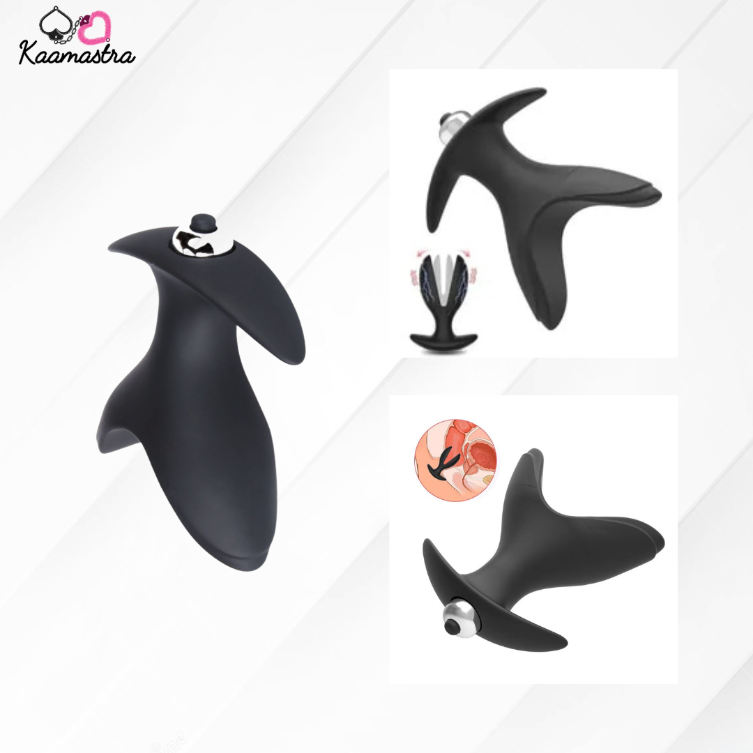 Kaamastra Black Silicone 2 Leaves Vibrating Anal Plug