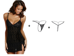 Women's Black Babydoll & Matching G-string Thong Combo at itspleaZure