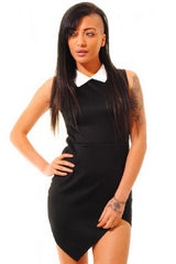 ItspleaZure Woman's Black Contrasting Collared Bodycon Dress for  at itspleaZure