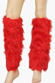 Fluffy Red Leg Warmers at itspleaZure