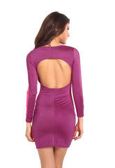 Kaamastra Chic Pink Purple Open Back Bodycon Dress
