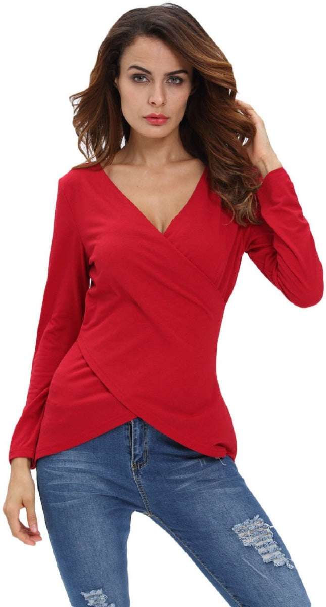 Kaamastra Red Party Regular Sleeve Solid Women Top