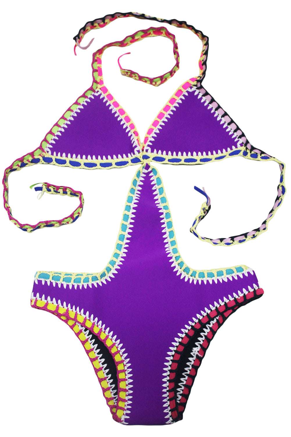 Kaamastra Purple Handmade Crochet Neoprene One Piece Suit