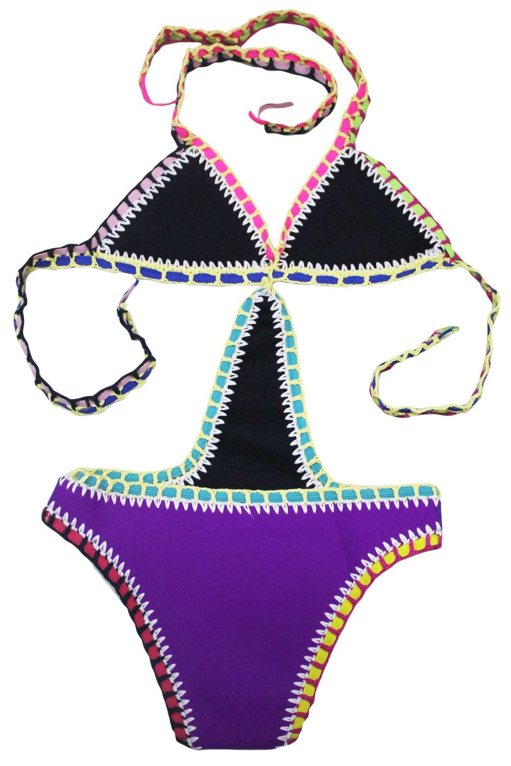 Kaamastra Purple Handmade Crochet Neoprene One Piece Suit
