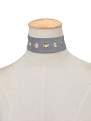 Kaamastra's Grey Velvet Studded Choker