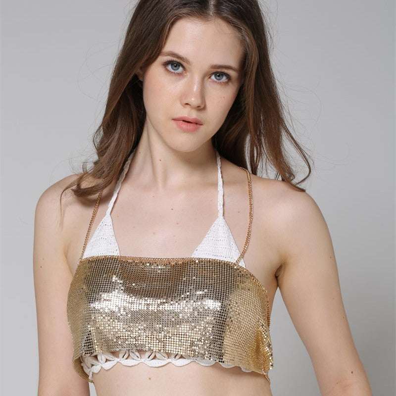 Kaamastra Gold Sequins Bra For Women