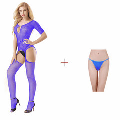 Kaamastras Sheer Blue Crotchless Bodystocking & Free Thong
