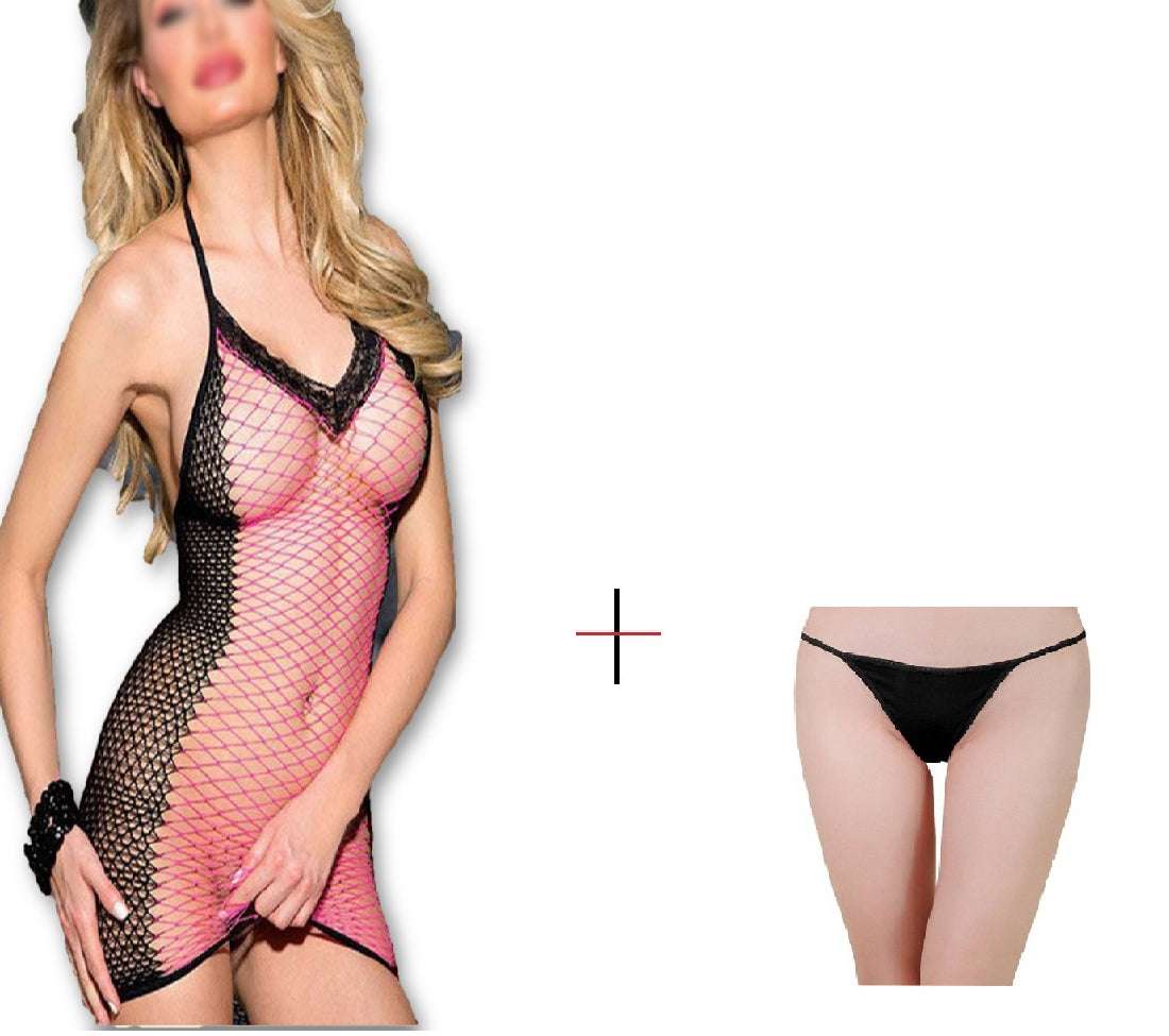Kaamastra Black and Pink Criss Cross Halfbody Stocking