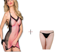 Kaamastra Black and Pink Criss Cross Halfbody Stocking