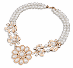 Kaamastra Bohemian Elegant Pearl Crystal Bib Necklace