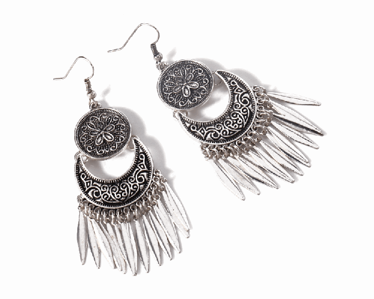 Kaamastra BOHO DANGLE DROP EARRINGS Gypsy Ethnic Tribal Jewellery  silver