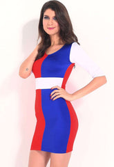 Sexy Multicolour Blocking Bodycon Dress