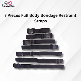 Kaamastra 7 Pieces Full Body Bondage Restraint Straps - Black