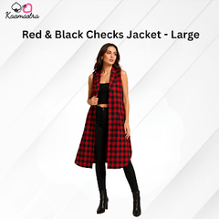Kaamastra's Red & Black Checks Jacket - Large