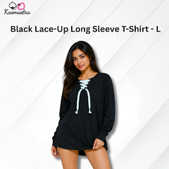 Kaamastra's Black Lace-Up Long Sleeve T-Shirt – L