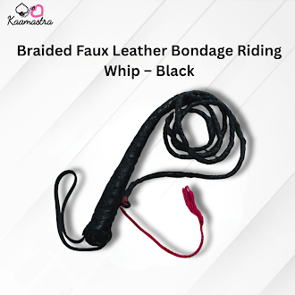 Kaamastra's Braided Faux Leather Bondage Riding Whip – Black
