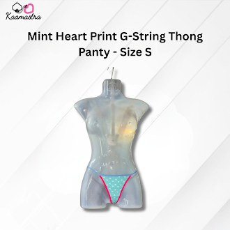 Kaamastra's Mint Heart Print G-String Thong Panty - Size S