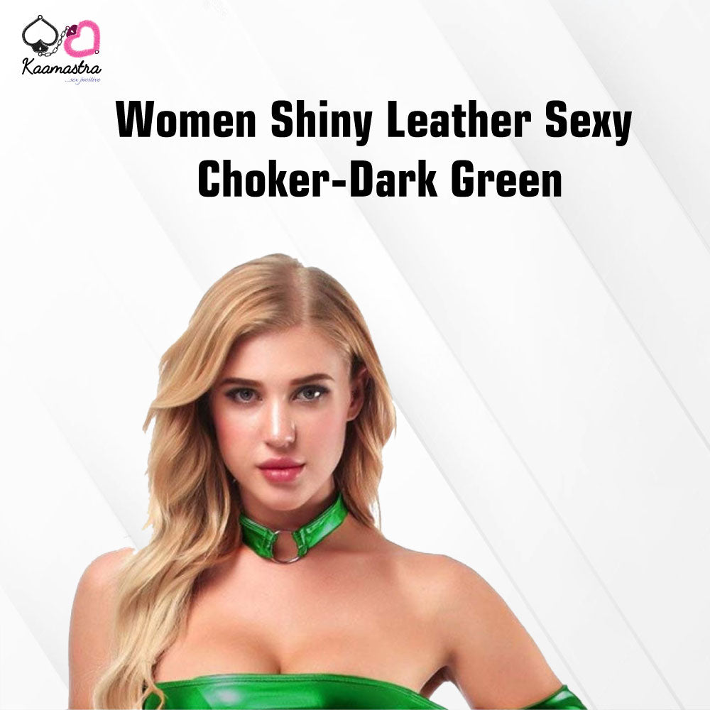 Kaamastra women Shiny Leather Sexy Choker-Dark Green