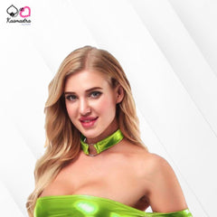 Kaamastra women Shiny Leather Sexy Choker-Light Green